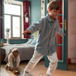 Boys Riding Skateboards Inside the House